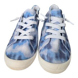 MAD LOVE LENNIE LACE UP FASHION SNEAKER BLUE WHITE TIE DYE SZ8